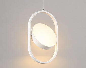 LED Reversible Modern Sculptural Scandinavian Pendant Light, Architectural Ceiling Lamp