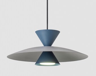 Mid Century Modern Pendant Light, Geometric Ceiling Lamp, Two Tone Designer Lighting, Scandinavian