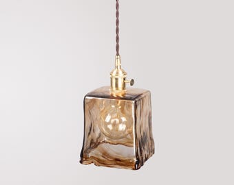 Melting Warped Glass Pendellampe, Retro Mid-Century Hängeleuchte