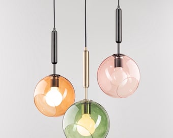 Handcrafted Glass Pendant Light — Modern Organic Lighting for Dining & Kitchen