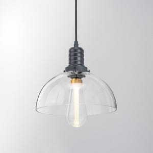 Hanging lamp, clear lampshade lighting, clear glass light, vintage pendant lamp, ceiling light fixture, ceiling lamp, black metal lights
