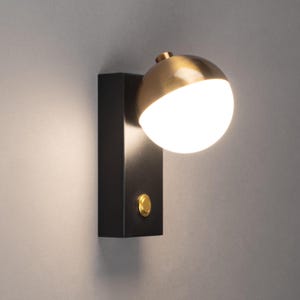 Aplique de pared Globe de color negro y dorado, luces LED para montaje en pared, luz de pared para cocina, aplique empotrado, luz de pared Globe, lámpara de pared para baño