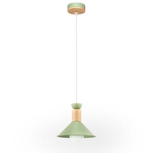 Nordic Pendant Light, Modern Danish Hanging Lamp, Metal & Wood image 11