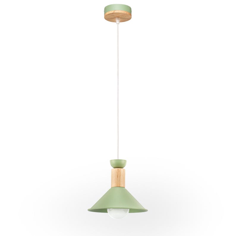 Nordic Pendant Light, Modern Danish Hanging Lamp, Metal & Wood image 11
