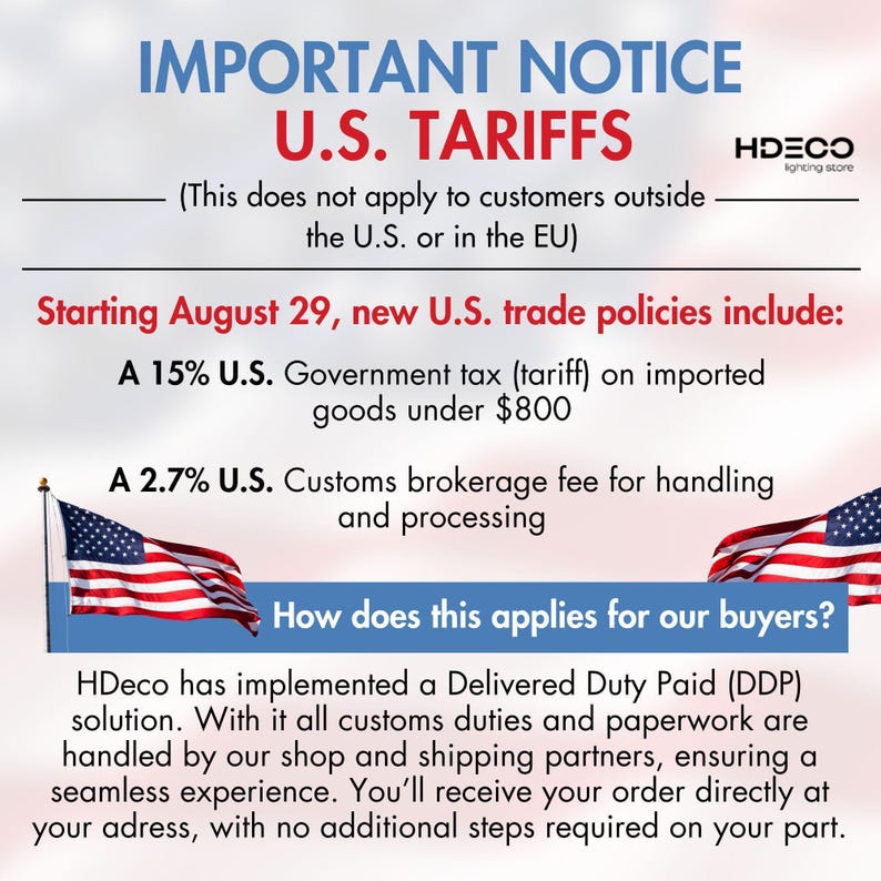 a poster with a flag and the words important notice u s tarifs