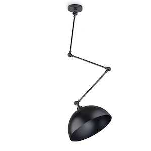 Black Industrial Swing Arm Pendant Light, Adjustable Long Arm Light, Architect Work Ceiling Mount Lighting, Reading Pendant Lamp