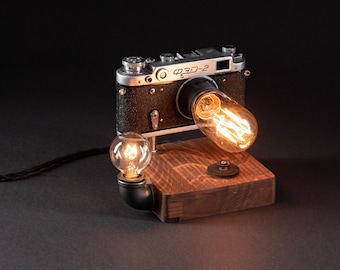 Zenit Camera Tripod Lamp, Retro Desk Lighting, Photographer Gift