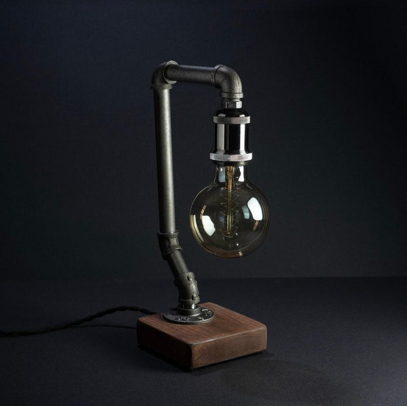 Vintage desk lamp pipe light Retro style pipe lamp pipe restoration hardware light Retro metal desk lamp Edison bulb Modern industrial lamp image 8