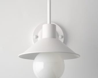 Goose Neck Metal Wall Lamp, Cone Lampshade, Victorian Lantern Reading Light