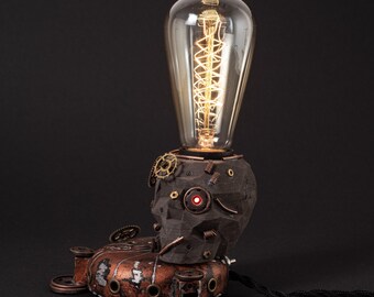 Steampunk handmade dimmable nightstand lamp, Christmas or Thanksgiving Gift for Daughter or Son