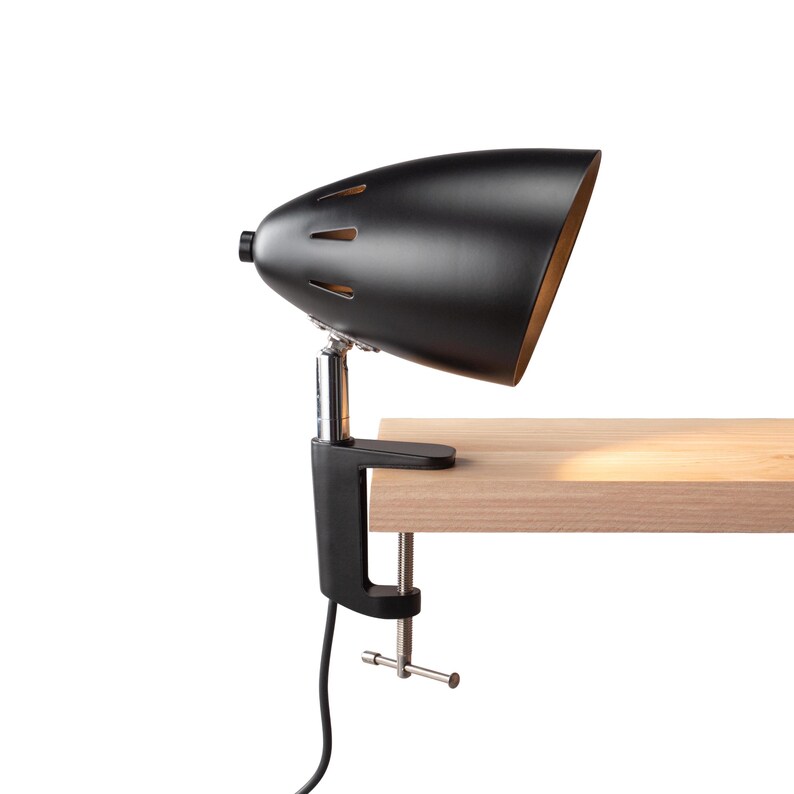 Adjustable Metal Clamp Lamp, Black Minimalist Task Lighting, Book Lover Gift image 9