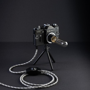 Camera lamp, Vintage desk lamp, Retro table lighting, Photo Camera Edison Loft Lamp, Photographer Gift, Camera lamp, Gift for boyfriend image 6