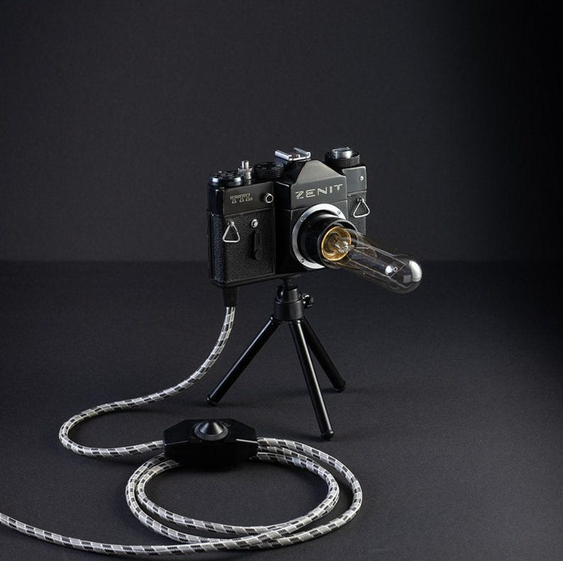 Camera lamp, Vintage desk lamp, Retro table lighting, Photo Camera Edison Loft Lamp, Photographer Gift, Camera lamp, Gift for boyfriend image 6