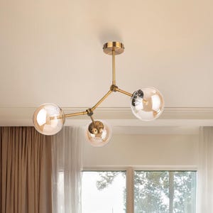 Gold Atoms 3-Bulb Pendant Lamp, Modern Molecule Light