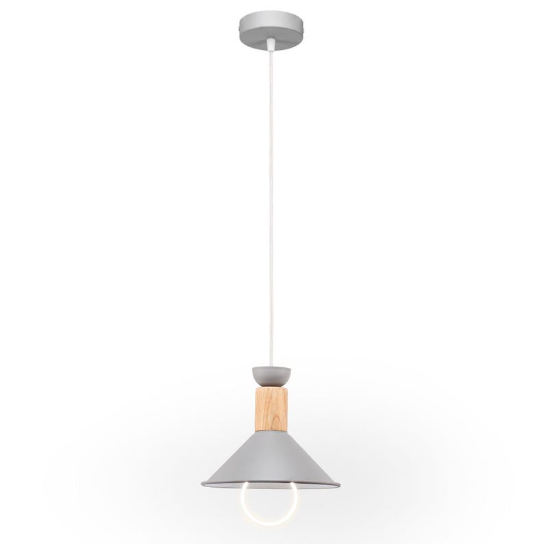 Nordic Pendant Light, Modern Danish Hanging Lamp, Metal & Wood image 6