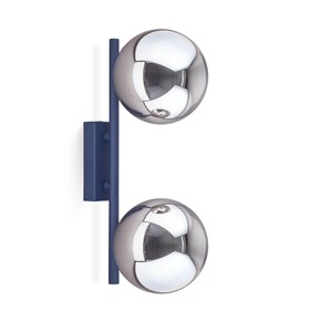 Vanity light double smoky plafond, dark blue hallway wall lamp, laundry wall light, entryway sconce with glass plafond, gift to mom for home image 7