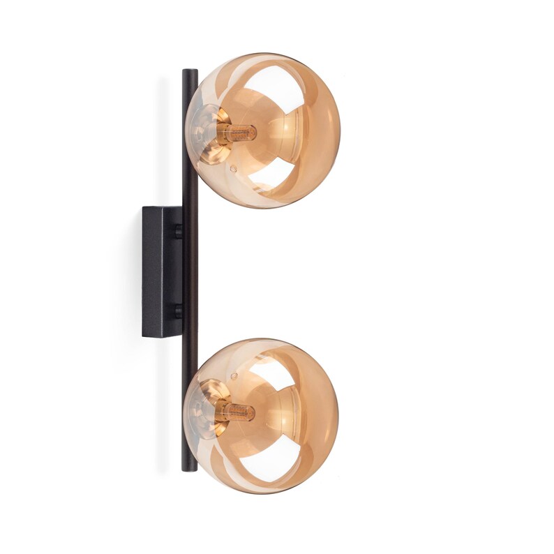 Vanity light double smoky plafond, dark blue hallway wall lamp, laundry wall light, entryway sconce with glass plafond, gift to mom for home image 9