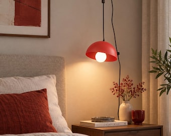 Plug In Pendant Light, Hanging Lamp With Switch, Scandinavian Lighting, No Hardwire Ceiling Light
