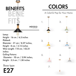 Nordic Pendant Light, Modern Danish Hanging Lamp, Metal & Wood image 3