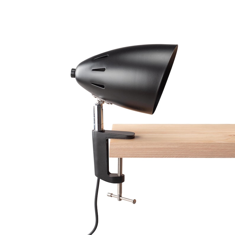 Adjustable Metal Clamp Lamp, Black Minimalist Task Lighting, Book Lover Gift image 10