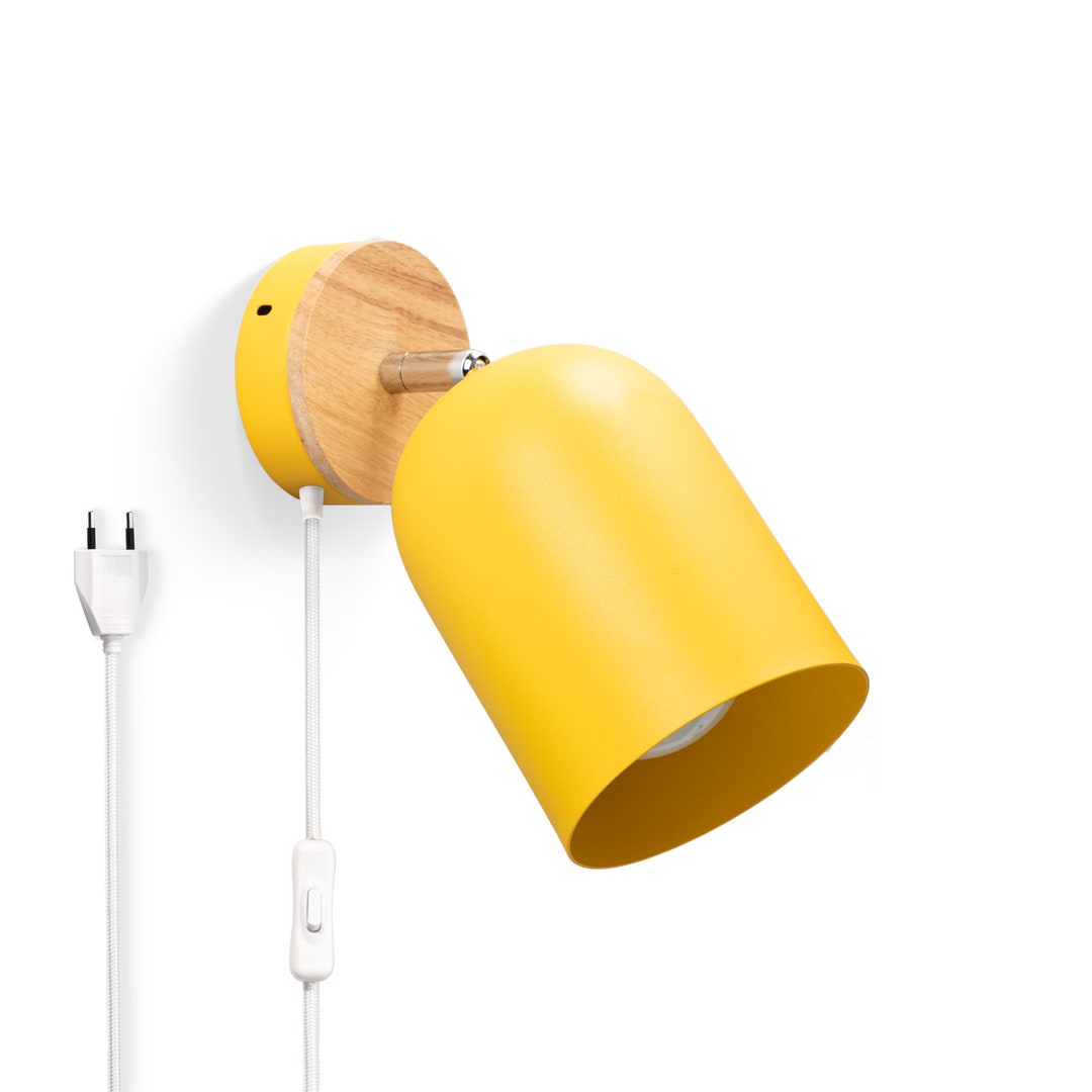 Yellow Wooden Wall Sconce/ Adjustable Sconce/ Light Swing Arm/ Bedside ...