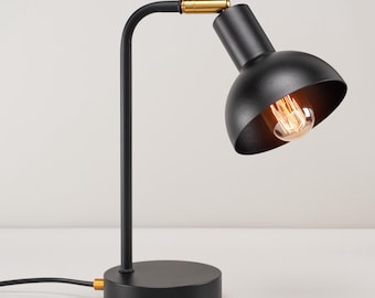 Bell Lampshade Metal Table Lamp, Adjustable Bedside Desk Light, Back-to-School Season Gifts