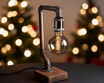 Retro Style Pipe Lamp, Victorian Restoration Hardware Light, Metal Desk Lamp, Steampunk Desk Lamp, Pipe Light, Coworker Gift, Roommate Gift