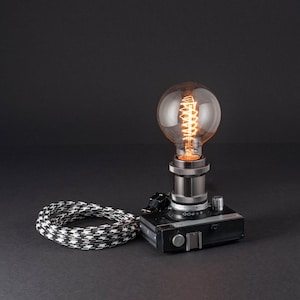 Vintage Kamera Fotolampe mit Dimmer, Fotokamera Lampe, Handgemachte Leselampe, Fotokamera Geschenk, Steampunk Geschenk für Freund