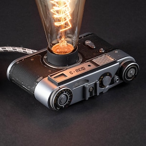 FED 5 Retro Kamera Lampe, Vintage Loft Schreibtischleuchte, Fotograf Geschenk, Industrie Dimmer (140x85x50mm)