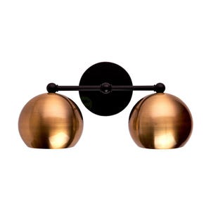 Brass 2 Light Modern Farmhouse Bathroom Vanity Light - Black/Gold