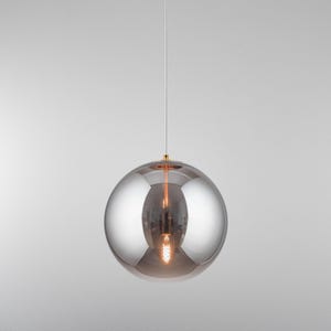 Smoky Glass Globe Pendant Light, Modern E27 Socket Minimalist Lamp for Restaurant Smoky plafond