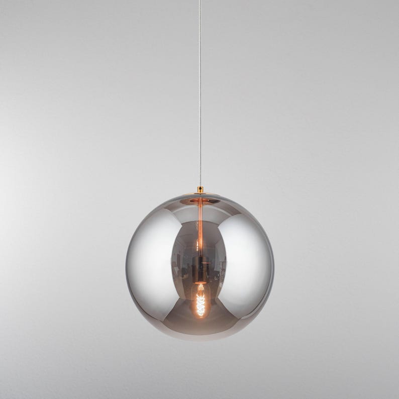 Smoky Glass Globe Pendant Light, Modern E27 Socket Minimalist Lamp for Restaurant Smoky plafond
