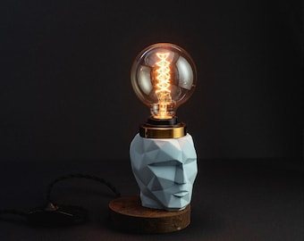 Face style desk lamp, Table Lamp, Dimmable Desk Lamp, Desk Accessories, Rustic Industrial Minimal Style, Industrial table lamp, Edison lamp