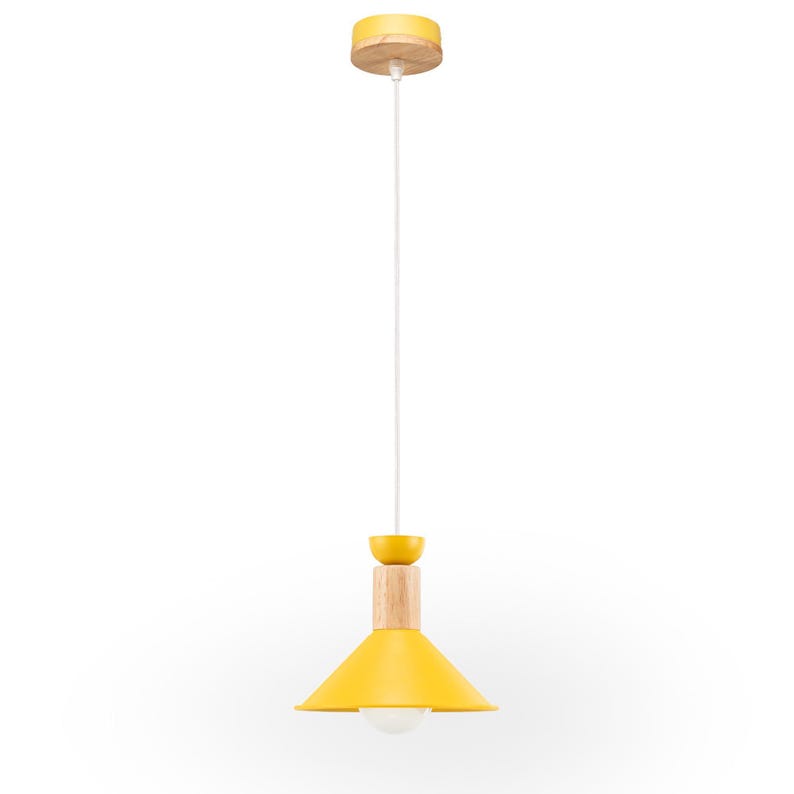 Nordic Pendant Light, Modern Danish Hanging Lamp, Metal & Wood image 5