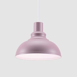 Minimalist metal bowl shade violet chandelier, purple pendant lamp, Scandinavian design light, kitchen island lamp, Danish pendant light