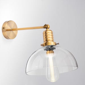 Aplique de pared de vidrio dorado, aplique de baño, lámpara de pared, aplique de vidrio retro con acabado dorado, aplique de sala de estar