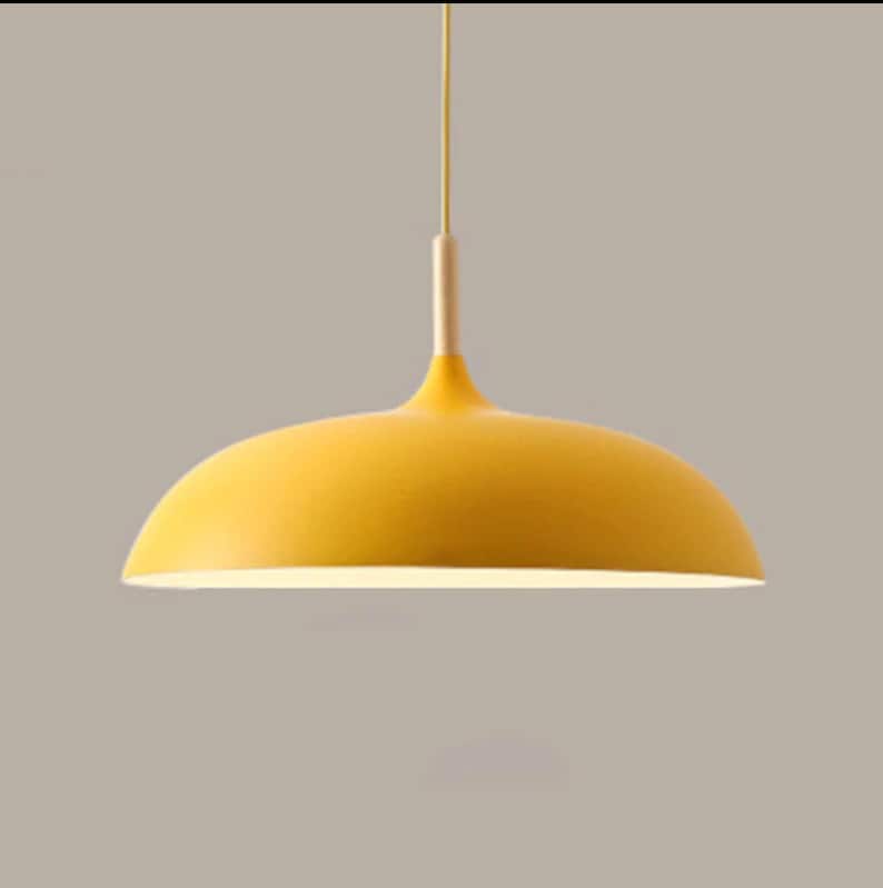 Lámpara nórdica escandinava en blanco y negro, fabricada en metal y madera, lámpara colgante danesa, lámpara de techo moderna, lámpara sueca. imagen 5