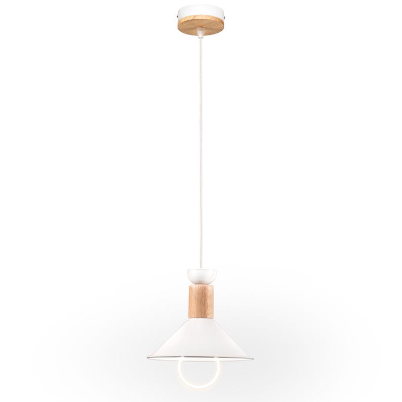 Nordic Pendant Light, Modern Danish Hanging Lamp, Metal & Wood image 12