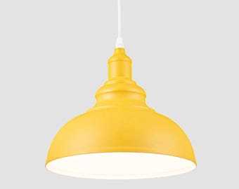 Farmhouse Pendant Kitchen Island Lighting, Yellow Ceiling Rustic Modern Light, Workshop Lamp
