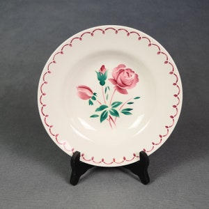 BADONVILLER Deep plates (X5) Roses and rosebud decoration. French vintage - Old tableware - Old plates