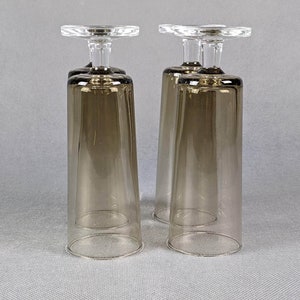 4 Luminarc Cavalier Fumé Champagne Flutes (x4) - Arcoroc by Luminarc 70&#39;s - French Vintage