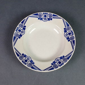 PUBLEX Art Deco earthenware soup plates X4 blue geometric pattern Shabby Chic French vintage image 4