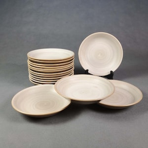 Set of 4 NIDERVILLER soup plates - PIERRE model - raw stoneware. Cap shape Vintage French Niderviller earthenware