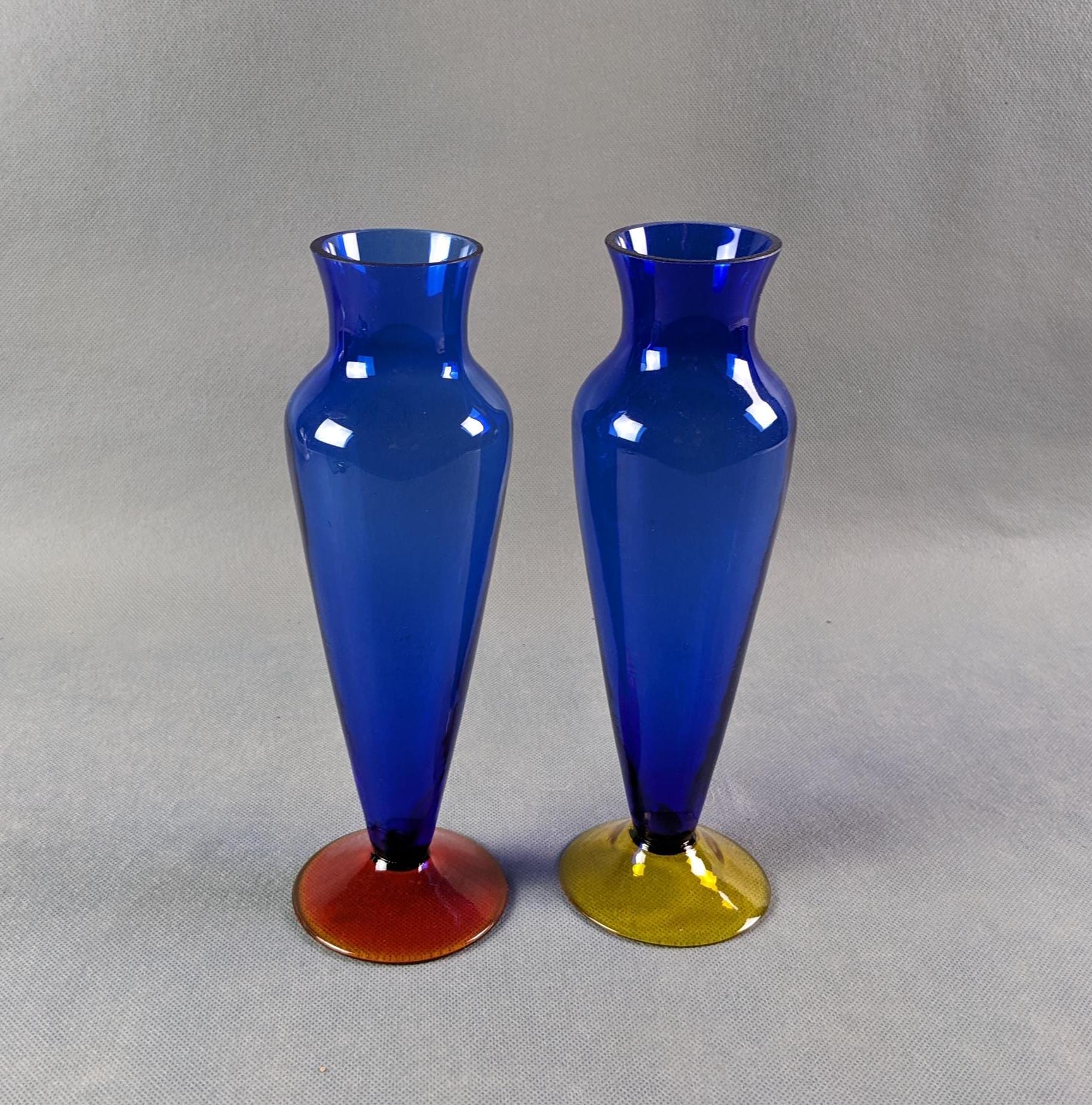 Vase En Verre Bleu Cobalt - Hauteur 20 Cm - Parfait état