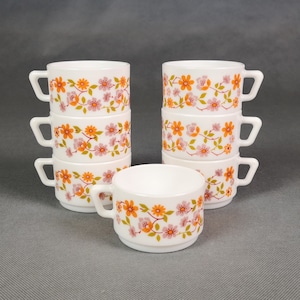 Lot de 4 tasses SCANIA Arcopal. Orange. 70&#39;s spirit. Excellent état. French vintage