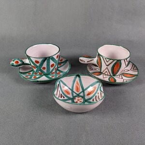 Lot De 2 Tasses Vintage En Faïence De Vallauris, Roger Et Odette, Made In France