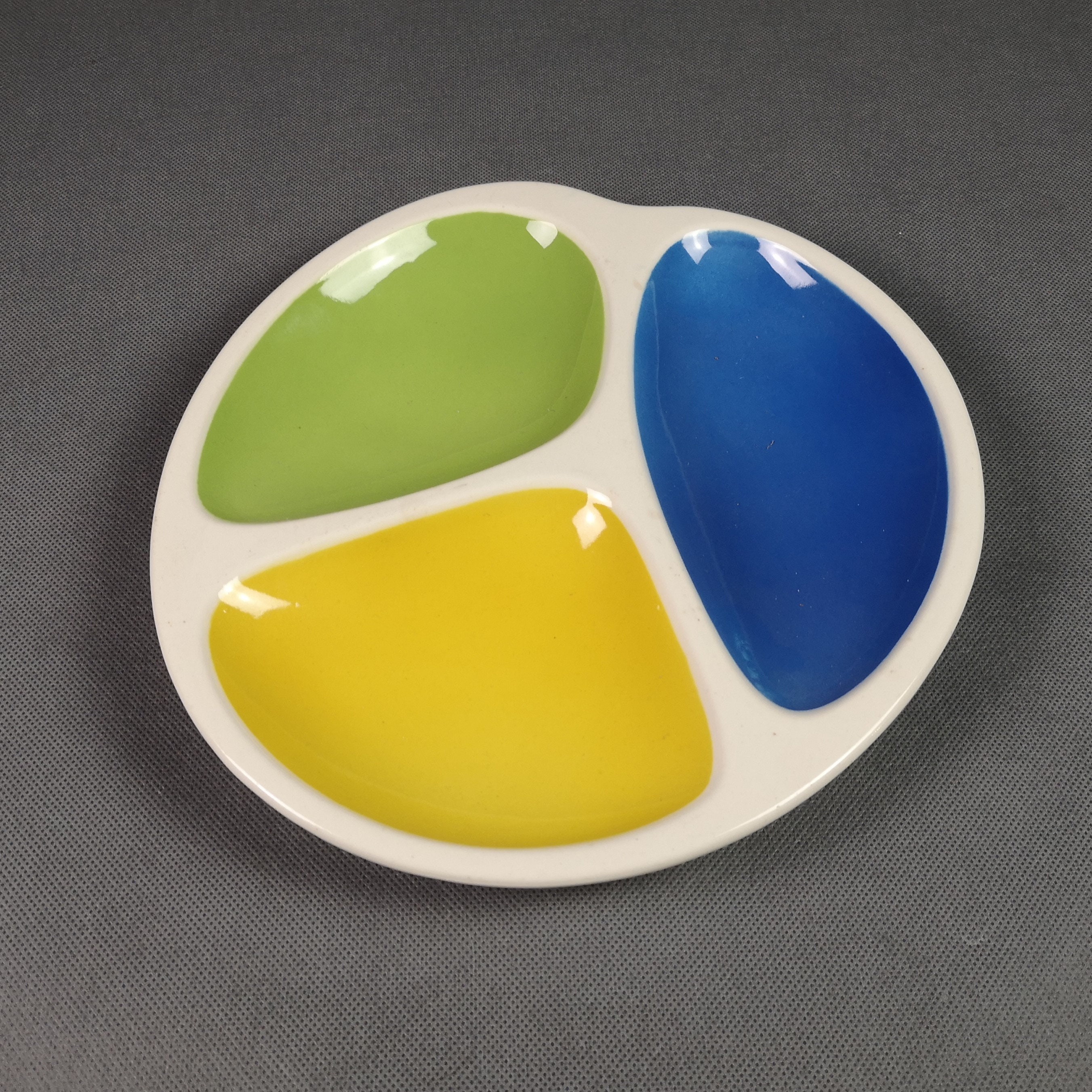 Beau Plat à Compartiments 60's - Couleurs Vives Faiencerie Gien