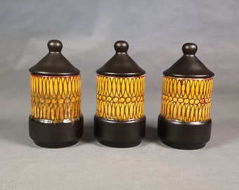 Eduardo VEGA Pots in ceramic orang and matte black - vintage ceramics