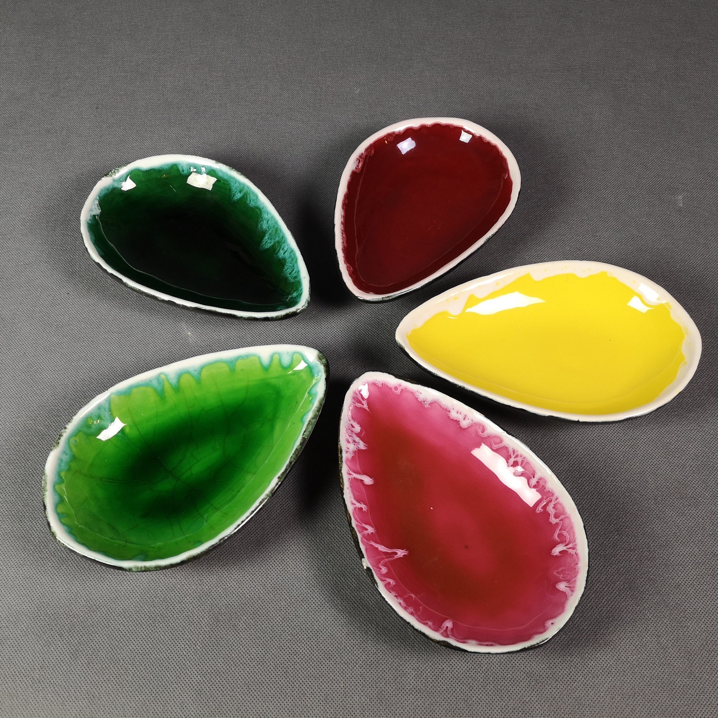 Luc Vallauris Coupelles Vide-Poches en Céramique - Signées Années 60. Forme Très Originale. Céramiqu