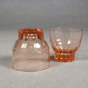 Art Deco Shot Glasses (x4) - Pink Depression Glass - 40&#39;s - French Vintage